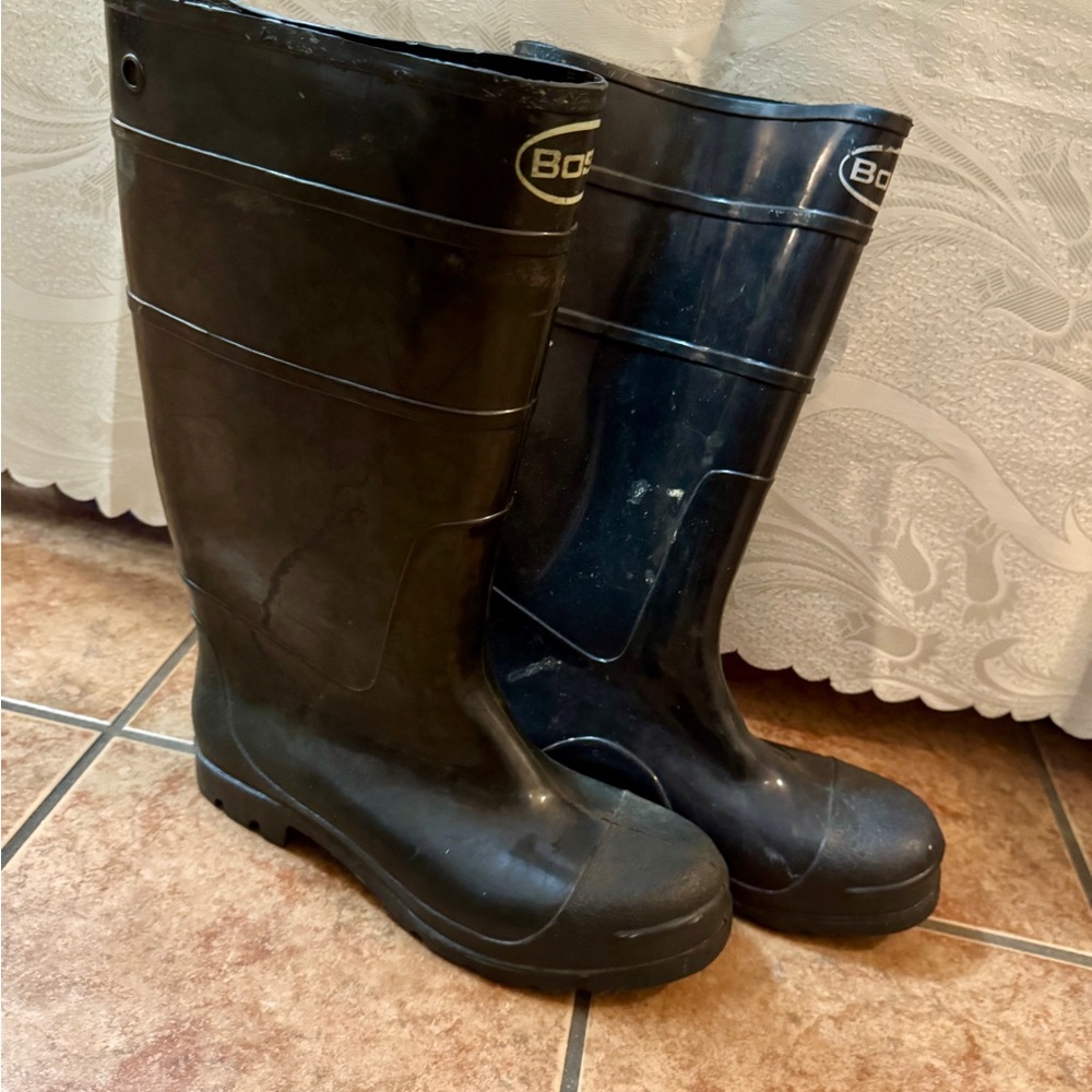 Men's Boss Waterproof Neoprene Work Safety Rubber Boots - Black